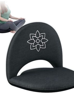 ⭐️ Mindful Modern Floor Meditation Seat with White Lotus Logo - Stone Black